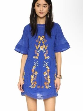 Free People Perfectly Victorian Embroidered Dress Mini
